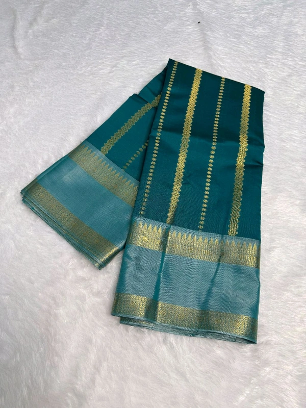 B12004 Soft Katan Kanjivaram Silk Saree  - Teal