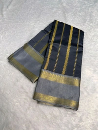 B12004 Soft Katan Kanjivaram Silk Saree  - Gray