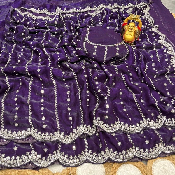 W78066 Bollywood trending Heavy Hand work space silk saree ✨ - Purple