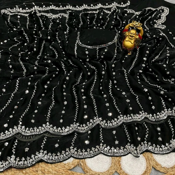W78066 Bollywood trending Heavy Hand work space silk saree ✨ - Black