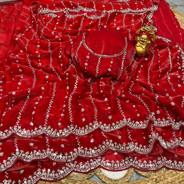 W78066 Bollywood trending Heavy Hand work space silk saree ✨ - Red