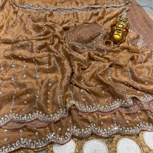 W78066 Bollywood trending Heavy Hand work space silk saree ✨ - copper