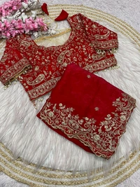 W77108 Trending space silk saree with Net Work Blouse - Red, 36