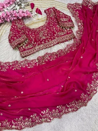 W77108 Trending space silk saree with Net Work Blouse - Pink, 36