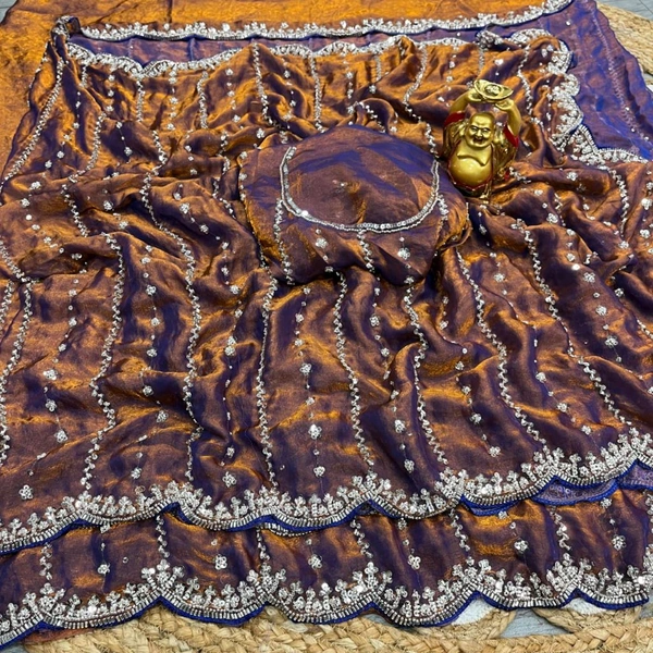 W78066 Bollywood trending Heavy Hand work space silk saree ✨ - Rum