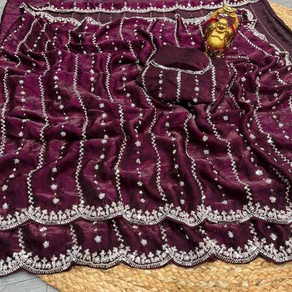 W78066 Bollywood trending Heavy Hand work space silk saree ✨ - Wine