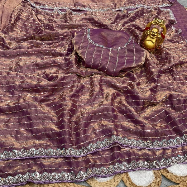 W78072 Bollywood trending Heavy Hand work space silk saree 2.0  ✨ - Fuchsia Pink