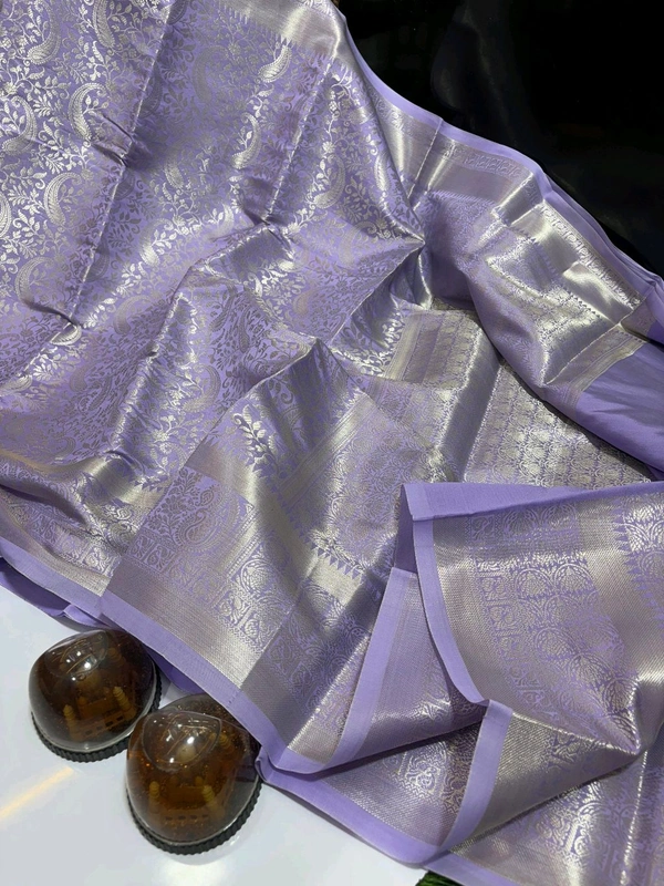 B11012 Soft Katan Silk With Silver Zari Weaving Allover Saree