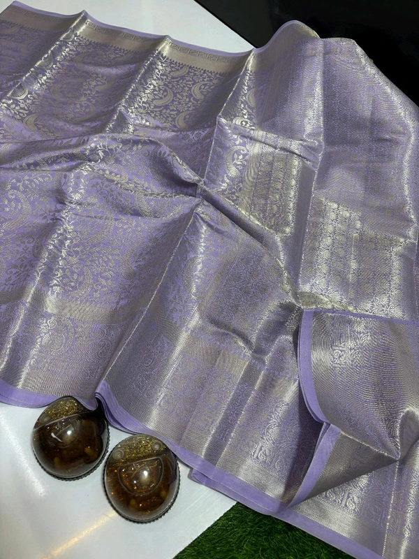 B11012 Soft Katan Silk With Silver Zari Weaving Allover Saree
