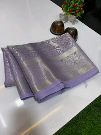 B11012 Soft Katan Silk With Silver Zari Weaving Allover Saree