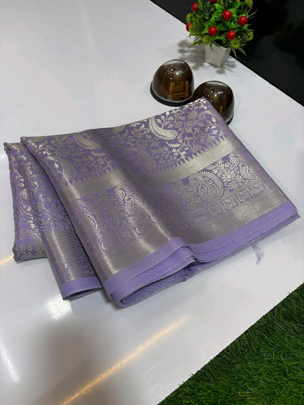 B11012 Soft Katan Silk With Silver Zari Weaving Allover Saree