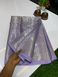 B11012 Soft Katan Silk With Silver Zari Weaving Allover Saree