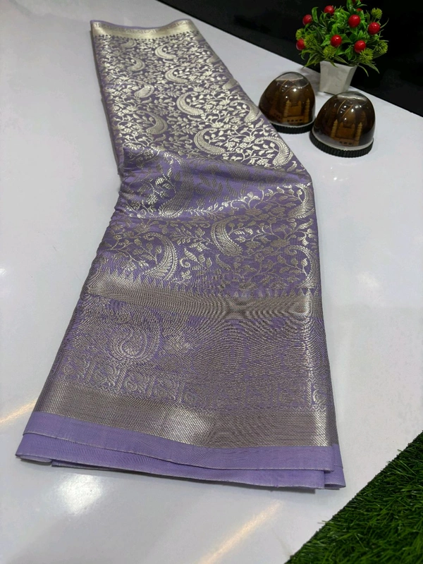 B11012 Soft Katan Silk With Silver Zari Weaving Allover Saree