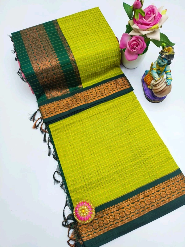 KC0101 Checked Kalyani Cotton Saree - KC0156 - Green