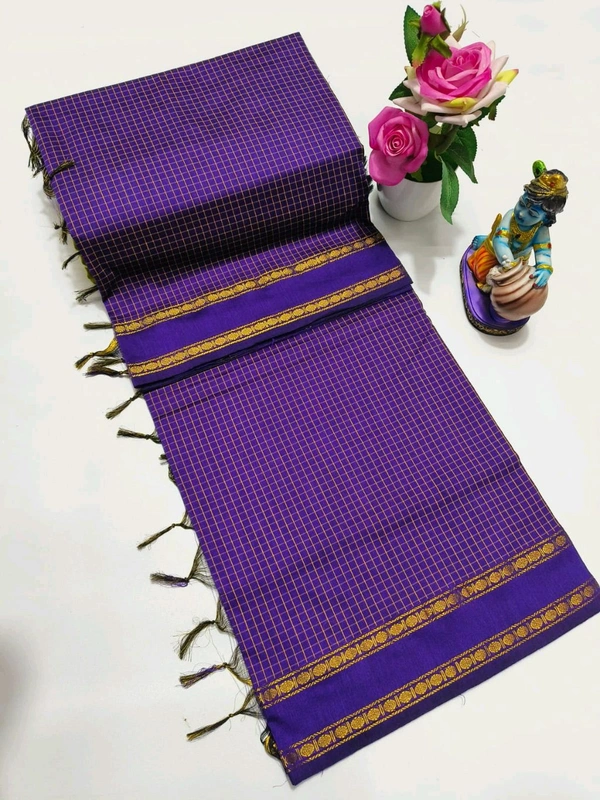 KC0101 Arani Checked Kalyani Cotton Saree - Purple