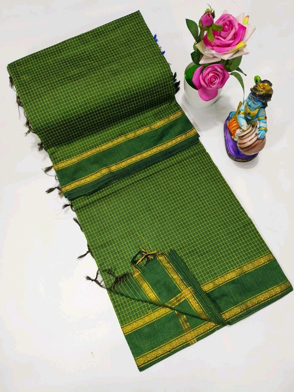 KC0101 Arani Checked Kalyani Cotton Saree - Green