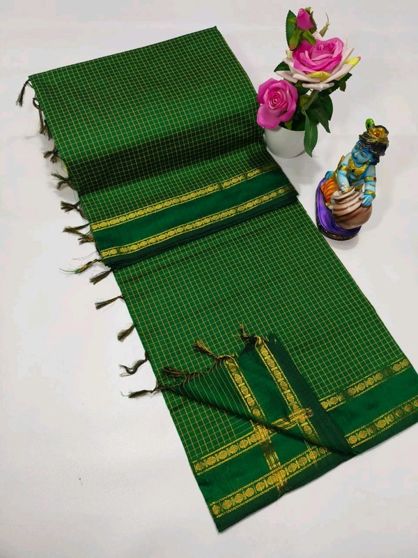 KC0101 Arani Checked Kalyani Cotton Saree - Japanese Laurel