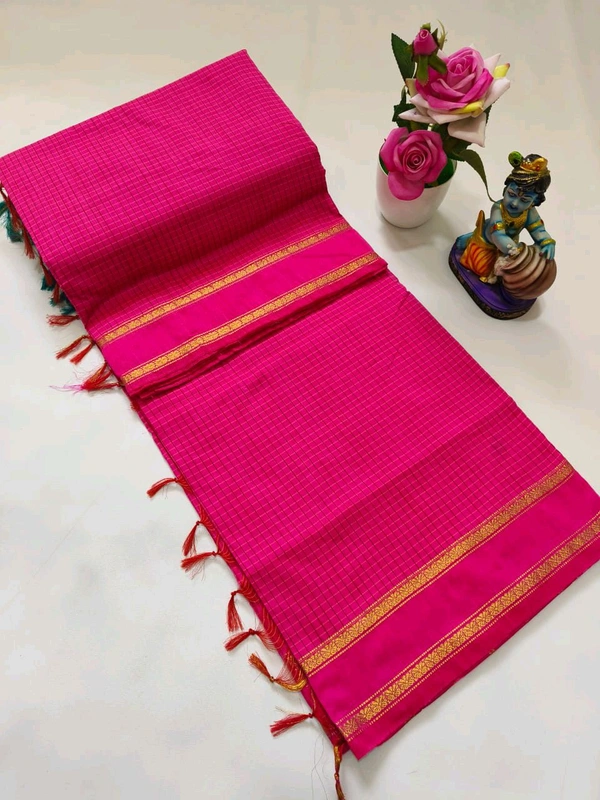 KC0101 Arani Checked Kalyani Cotton Saree - Pink