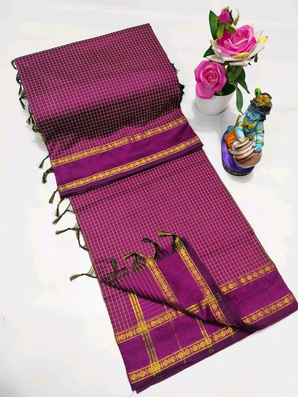 KC0101 Arani Checked Kalyani Cotton Saree - Megenda