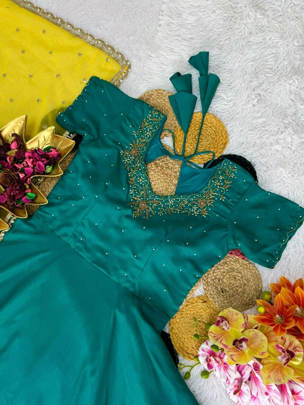 W07082 Maggam Work Gown With Dupatta  - M