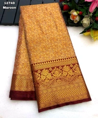 KS0201 1 Gm Gold Zari Weaving Kanjivaram Silk Saree  - Maroom