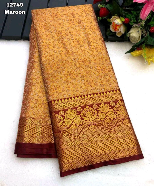 KS0201 1 Gm Gold Zari Weaving Kanjivaram Silk Saree  - Maroom