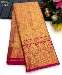 KS0201 1 Gm Gold Zari Weaving Kanjivaram Silk Saree  - Pink