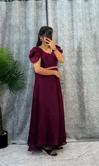 W06110 Premium dual shaded space silk Gown with Attractive hanging Sleeve - Megenda, M-38
