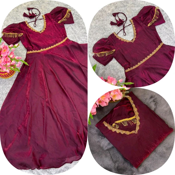W06110 Premium dual shaded space silk Gown with Attractive hanging Sleeve - Megenda, L-40