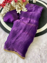 W29001 special simmri Golden lovers limited edition saree fendy chiffon two tone saree - Purple