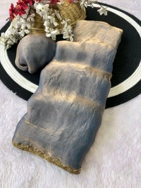 W29001 special simmri Golden lovers limited edition saree fendy chiffon two tone saree - Gray