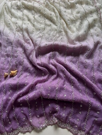 W93001 Viral Soft Crunchy Silk Dual Colour Shade Original Beads Work Saree - Levender