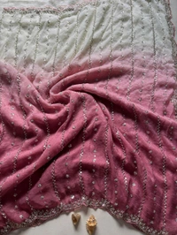 W93001 Viral Soft Crunchy Silk Dual Colour Shade Original Beads Work Saree - Pink