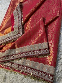 W19008 Premium Kanjivaram Soft Tanchui Saree With Maggam Lace Border