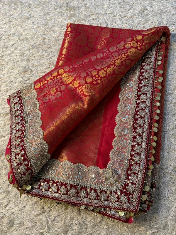 W19008 Premium Kanjivaram Soft Tanchui Saree With Maggam Lace Border