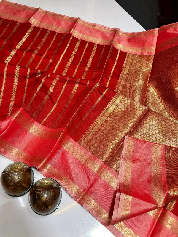 B11046 Trending Soft Katan Silk Saree - Red