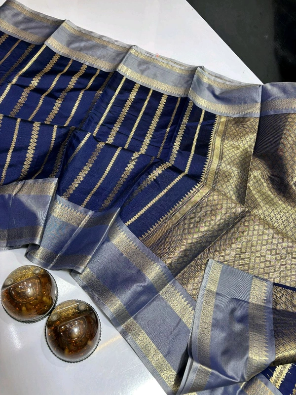 B11046 Trending Soft Katan Silk Saree - Navy Blue