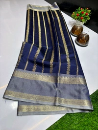 B11046 Trending Soft Katan Silk Saree - Navy Blue