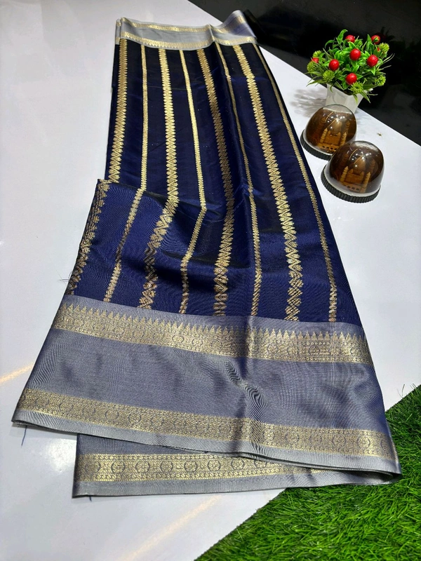 B11046 Trending Soft Katan Silk Saree - Navy Blue