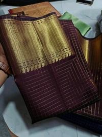 B11071 Checked Soft Katan Silk Saree  - Maroon