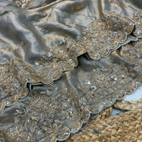 W78109 Bollywood inspired Original gold beads work velvet shine space silk saree 