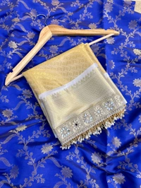 B09036 Maggam Lace Border Soft Katan Silk Saree 