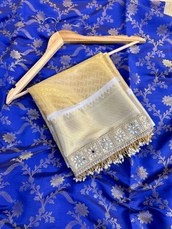 B09036 Maggam Lace Border Soft Katan Silk Saree 