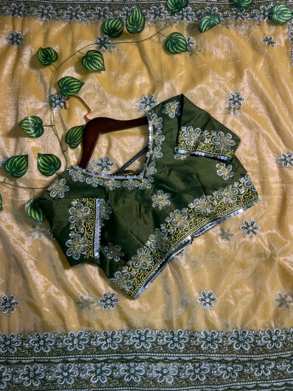 W93010 coming up with New Designner beautiful party wear soft silk fabric Embroidery Sequence and multi Lace work Saree - Yellow