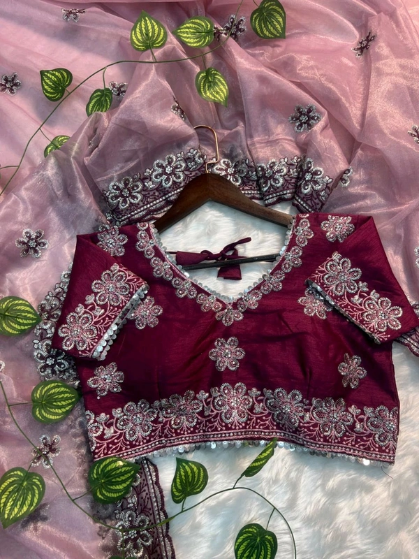 W93010 coming up with New Designner beautiful party wear soft silk fabric Embroidery Sequence and multi Lace work Saree - Your Pink