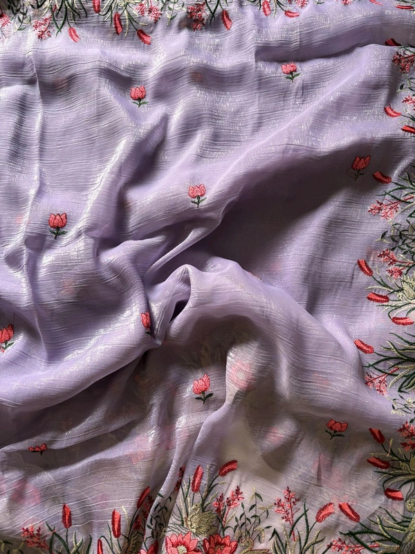 W93011 heavy crunchy  saree with beautiful c-pallu with embroidery work in all saree with multi work with rich look