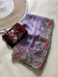 W93011 heavy crunchy  saree with beautiful c-pallu with embroidery work in all saree with multi work with rich look