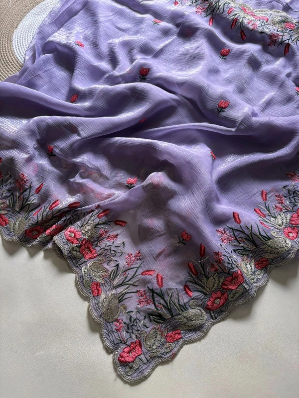 W93011 heavy crunchy  saree with beautiful c-pallu with embroidery work in all saree with multi work with rich look