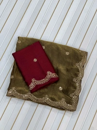 W93038 Heavy C Pallu Work Space Silk Saree  - Antic