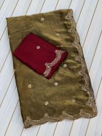 W93038 Heavy C Pallu Work Space Silk Saree  - Antic